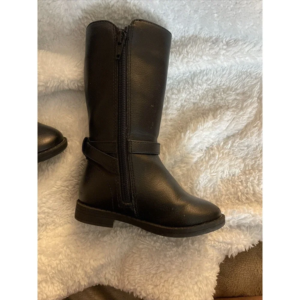 Children’s Place Girls Size 6Boots Tall Black High Zipper Low Heel Shoes
